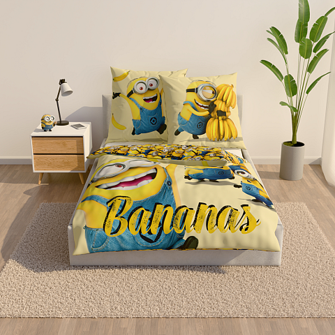 HERDING Minions Bettwäsche-Set 'Bananas' - 80-x-80-cm-135-x-200-cm