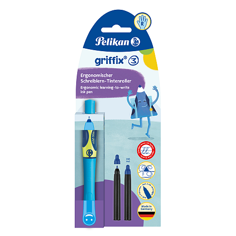 Pelikan griffix® Tintenschreiber für Rechtshänder, Neon Fresh Blue