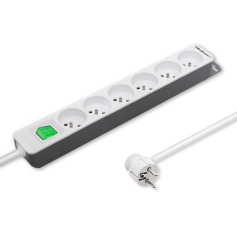 Qoltec 50292 Verlängerungskabel 1,8 m 6 AC-Ausgänge Drinnen Weiß