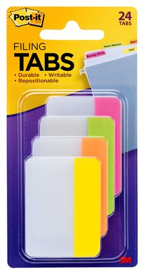 Post-It Tabs, 2 inch Solid, Assorted Bright Colors, 6/Color, 4 Colors, 24/Pk Selbstklebendes Etikett Grün, Orange, Pink, Gelb