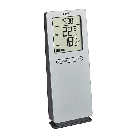 TFA-Dostmann 30.3071.54 Umgebungsthermometer Elektronisches Umgebungsthermometer Drinnen/Draußen Silber