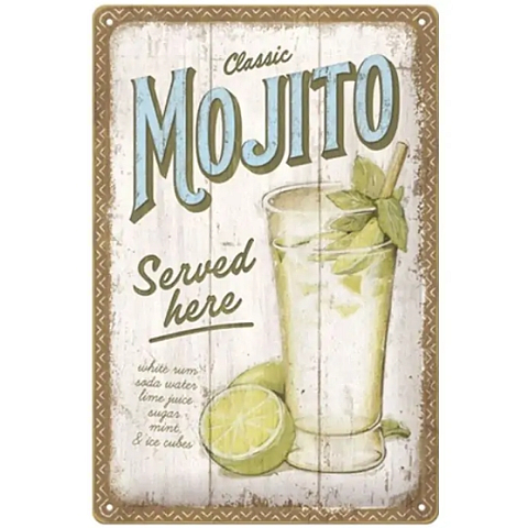 Nostalgic Art Classic Mojito Served Here Dekoratives Schild & Tafel für drinnen Metall Mehrfarbig