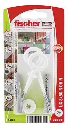 Fischer 94629 Schraubanker/Dübel 2 Stück(e) Schraubhaken & Dübelsatz 50 mm