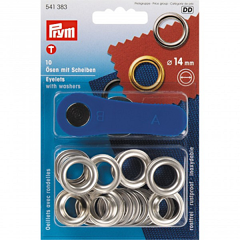 Prym Ösen und Scheiben, 14,0mm, silberfarbig