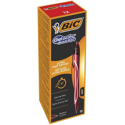 BIC Gel-ocity Quick Dry Rot Clip-on-Einziehkugelschreiber Medium 12 Stück(e)