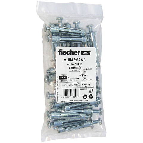 Fischer 48043 Schraubanker/Dübel 20 Stück(e) Schrauben- & Dübelsatz 52 mm