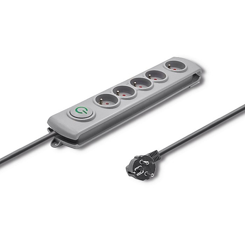 Qoltec 50272 Spannungsschutz Grau 5 AC-Ausgänge 230 V 3 m