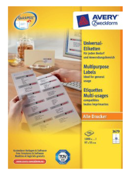 Avery 3679 Druckeretikett Weiß