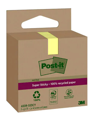 Post-It 7100284575 Klebezettel Quadratisch Gelb 70 Blätter Selbstklebend
