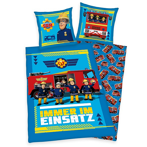 HERDING Feuerwehrmann Sam Bettwäsche-Set ‘Einsatz’ – 135×200 cm, Linon