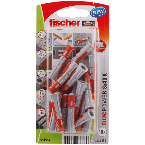 Fischer 534994 Schraubanker/Dübel 18 Stück(e) Schrauben- & Dübelsatz 40 mm
