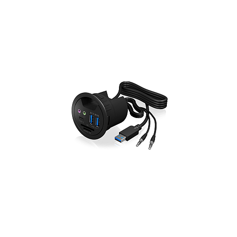 ICY BOX IB-HUB1404A, Tisch-Hub, 2x Type-A, 1x Type-C, 1x Audio Ein-/Ausgang, 1x SD/MicroSD Slot