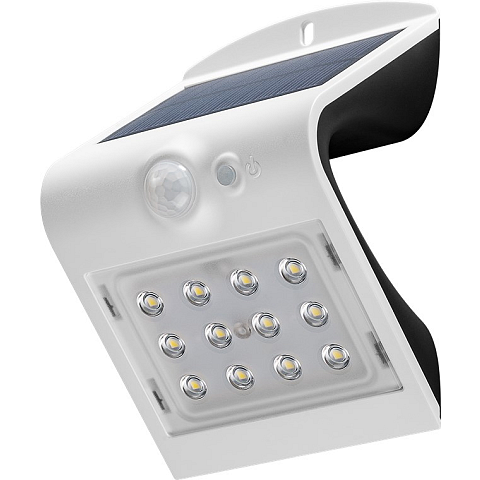 Goobay LED-Solar-Wandleuchte mit Bewegungsmelder, 1,5 W, weiß, 220 lm, 4000 K, 80 Ra, IP65, 1200 mAh Li-Ion