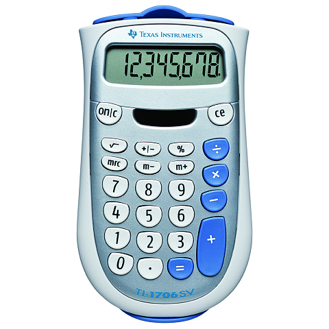 Texas Instruments TI-1706 SV Taschenrechner Desktop Einfacher Taschenrechner Silber, Weiß
