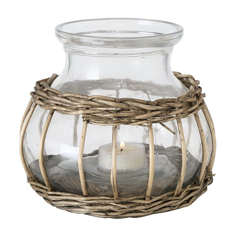 Boltze Velato Vase Vase mit runder Form Glas, Weiden Braun, Transparent
