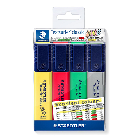 Staedtler 364 CWP4-X Marker 4 Stück(e) Meißel Grün, Grau, Rot, Gelb