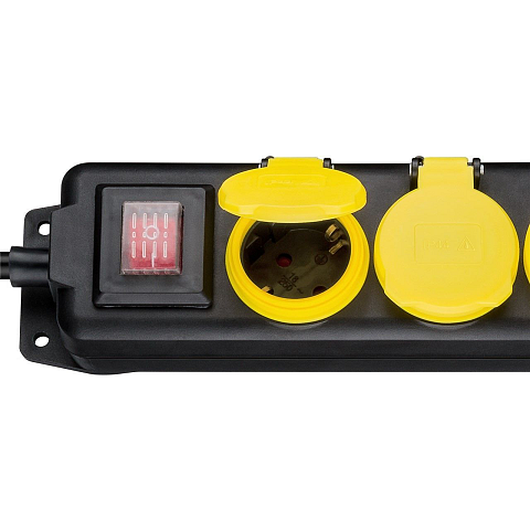 Goobay 45194 Verlängerungskabel 3 m 5 AC-Ausgänge Drinnen/Draußen Schwarz, Gelb