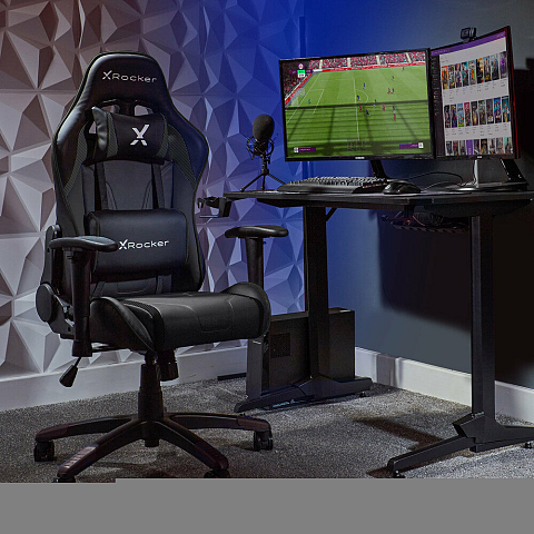 X Rocker 2023027 Videospiel-Stuhl PC-Gamingstuhl Gepolsterter Sitz Schwarz