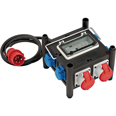 Brennenstuhl 1153690200 Verlängerungskabel 2 m 7 AC-Ausgänge Drinnen Schwarz, Blau, Rot