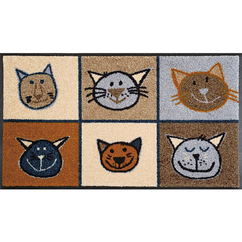 wash+dry Miau Miau Dekorative Fußmatte Drinnen Rechteckig Mehrfarbig