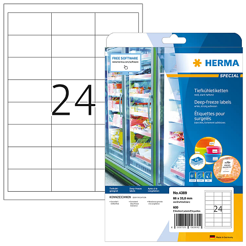 HERMA Tiefkühletiketten A4 66x33.8 mm weiß Papier matt 600 St.