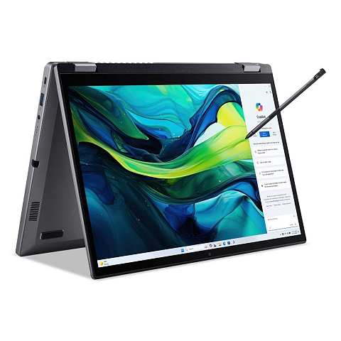 Acer Aspire Spin 14 ASP14-52MTN Intel Core Ultra 7 155U Laptop 35,6 cm (14") Touchscreen WUXGA 32 GB LPDDR5x-SDRAM 1 TB SSD Wi-Fi 6E (802.11ax) Windows 11 Home Deutsch Grau