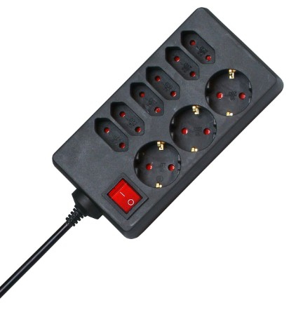 Kopp 129805005 Verlängerungskabel 1,4 m 9 AC-Ausgänge Schwarz, Rot