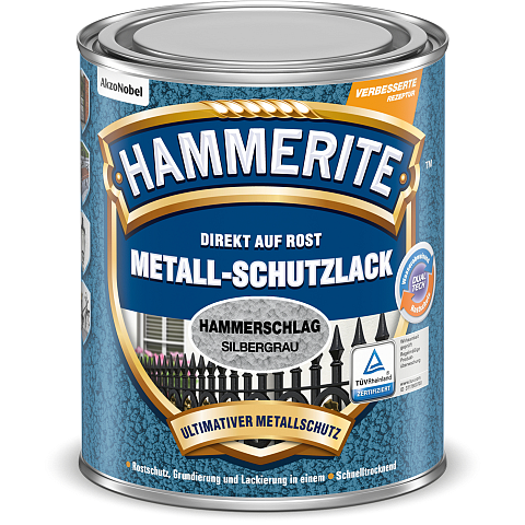 Hammerite Metall-Schutzlack Hammerschlag Silbergrau 0,75 l