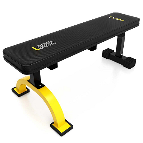 HMS Fitness L8012 Flache Hanteltrainingsbank Fitnessstudio, Haus Schwarz, Gelb