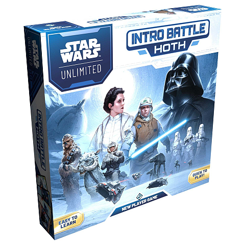 Asmodee Star Wars: Unlimited - Intro Battle: Hoth Launch yourself into a game of unlimited possibilities with Intro Battle:Hoth! This self-contained experience is the perfect introduction to Star Wars: Unlimited. Choose which deck best suits your playstyle, then clash with an opponent as you both race to destroy the other's base. Easy to learn and endlessly fun to play, this game has something for everyone! Brettspiel