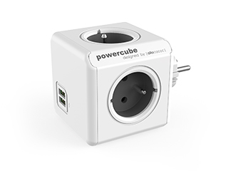 Allocacoc PowerCube Original USB Type E Verlängerungskabel 4 AC-Ausgänge Drinnen Grau