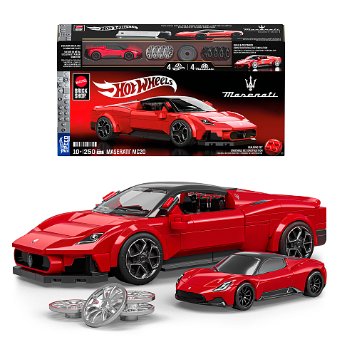 Mattel Brick Shop Hot Wheels Maserati MC20 Bauset (250 Teile), für Sammler
