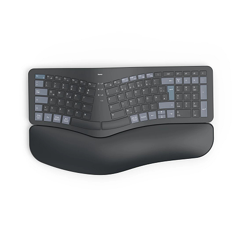 Hama WK-900 Ergo Tastatur Heimbüro RF Wireless + Bluetooth QWERTZ Deutsch Schwarz, Blau, Dunkles Grau