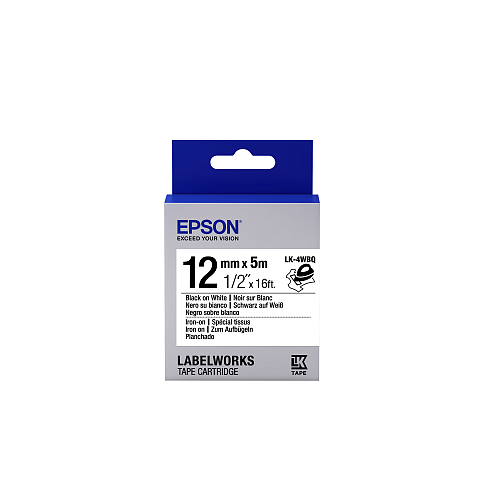 Epson Etikettenkassette LK-4WBQ - zum Aufbügeln - schwarz auf weiß - 12mmx5m