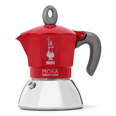 Bialetti Moka induction Mokka-Kanne 0,1 l Rot, Silber