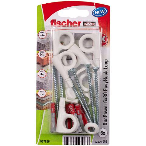 Fischer 557926 Schraubanker/Dübel 6 Stück(e) Schrauben- & Dübelsatz 30 mm