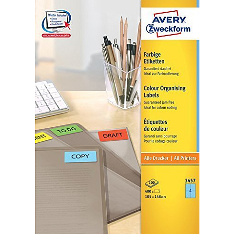 Avery Farbige Etiketten, blau, 105 x 148 mm, permanent