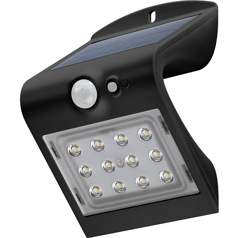 Goobay LED-Solar-Wandleuchte mit Bewegungsmelder, 1,5 W, schwarz, 220 lm, 4000 K, 80 Ra, IP65, 1200 mAh Li-Ion