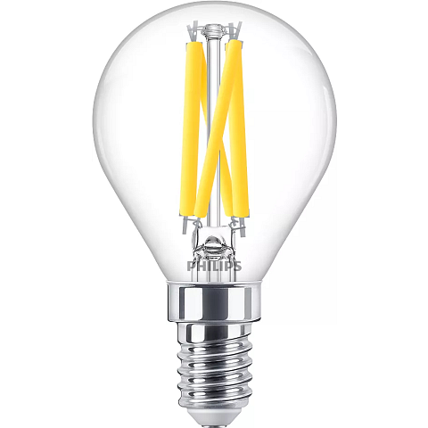 Philips Filament-Kerzenlampe, P45 E14, transparent, 40 W
