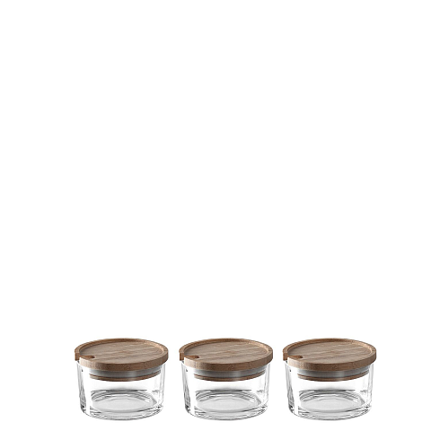 LEONARDO 021019 Lebensmittelaufbewahrungsbehälter Rund Box 0,13 l Transparent, Holz 3 Stück(e)