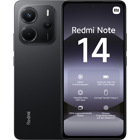 Xiaomi Redmi Note 14 16,9 cm (6.67") Hybride Dual-SIM 4G USB Typ-C 6 GB 128 GB 5500 mAh Schwarz