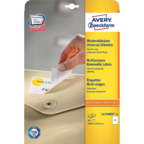 Avery Universal-Etiketten, weiß, 199,6 x 143,5 mm, wiederablösbar