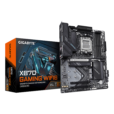 GIGABYTE X870 GAMING WIFI6 Mainboard - Unterstützt AMD Ryzen 9000 CPUs, 8+2+2 Phasen VRM, bis zu 8000MHz DDR5 (OC), 1xPCIe 5.0 + 2xPCIe 4.0, Wi-Fi 6, 2.5GbE LAN, USB 4