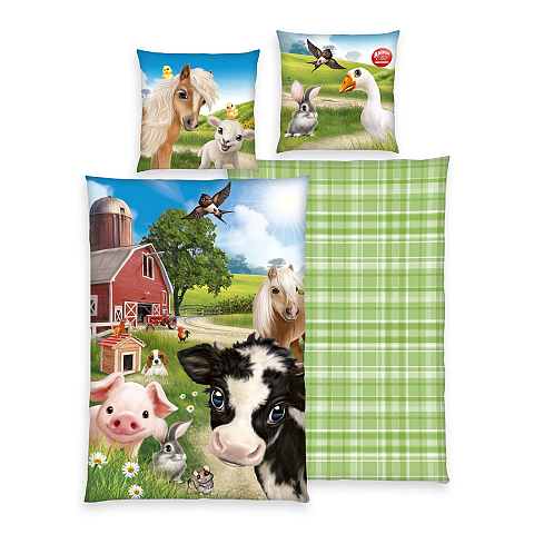 HERDING Animal Club Bettwäsche-Set ‘Farm World’ – 135×200 cm, 100% Baumwolle, Renforcé