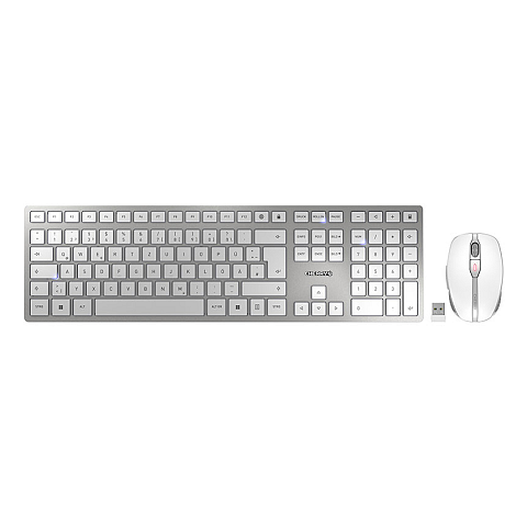 CHERRY DW 9100 SLIM Tastatur Maus enthalten Universal RF Wireless + Bluetooth QWERTZ Deutsch Silber