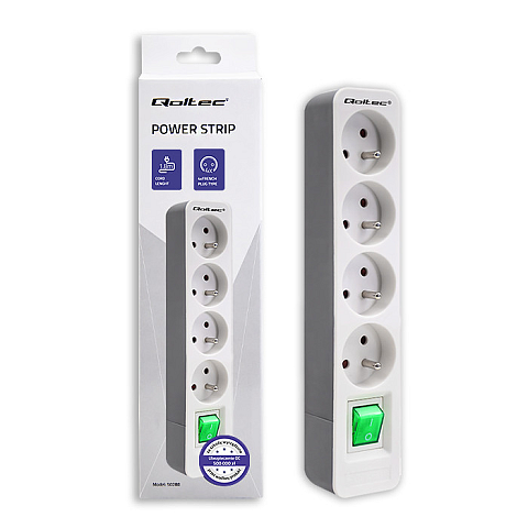 Qoltec 50288 Verlängerungskabel 1,8 m 4 AC-Ausgänge Drinnen Weiß