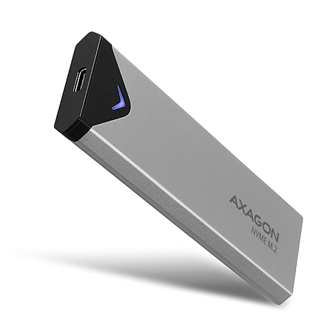 Axagon EEM2-UG2 Externe USB-C 3.2 10Gbps Metallbox für M.2 NVMe & SATA SSDs. Silber