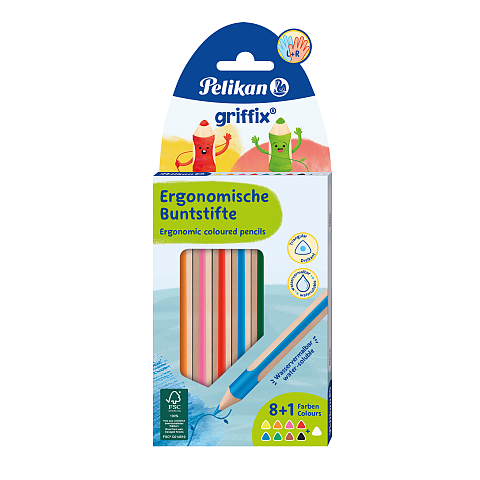 Pelikan 700856 Buntstift Schwarz, Blau, Braun, Grün, Orange, Pink, Rot, Weiß, Gelb 9 Stück(e)