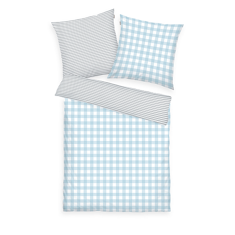 HERDING TOM TAILOR Bettwäsche-Set 'Classic Check Light Grey & Sky Blue' - 70-x-90-cm-140-x-200-cm-at
