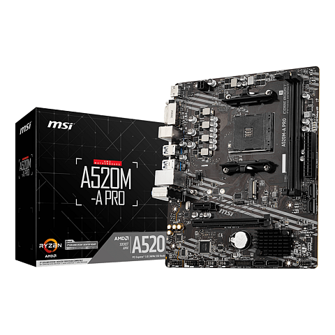 MSI A520M-A PRO Motherboard AMD A520 Sockel AM4 micro ATX